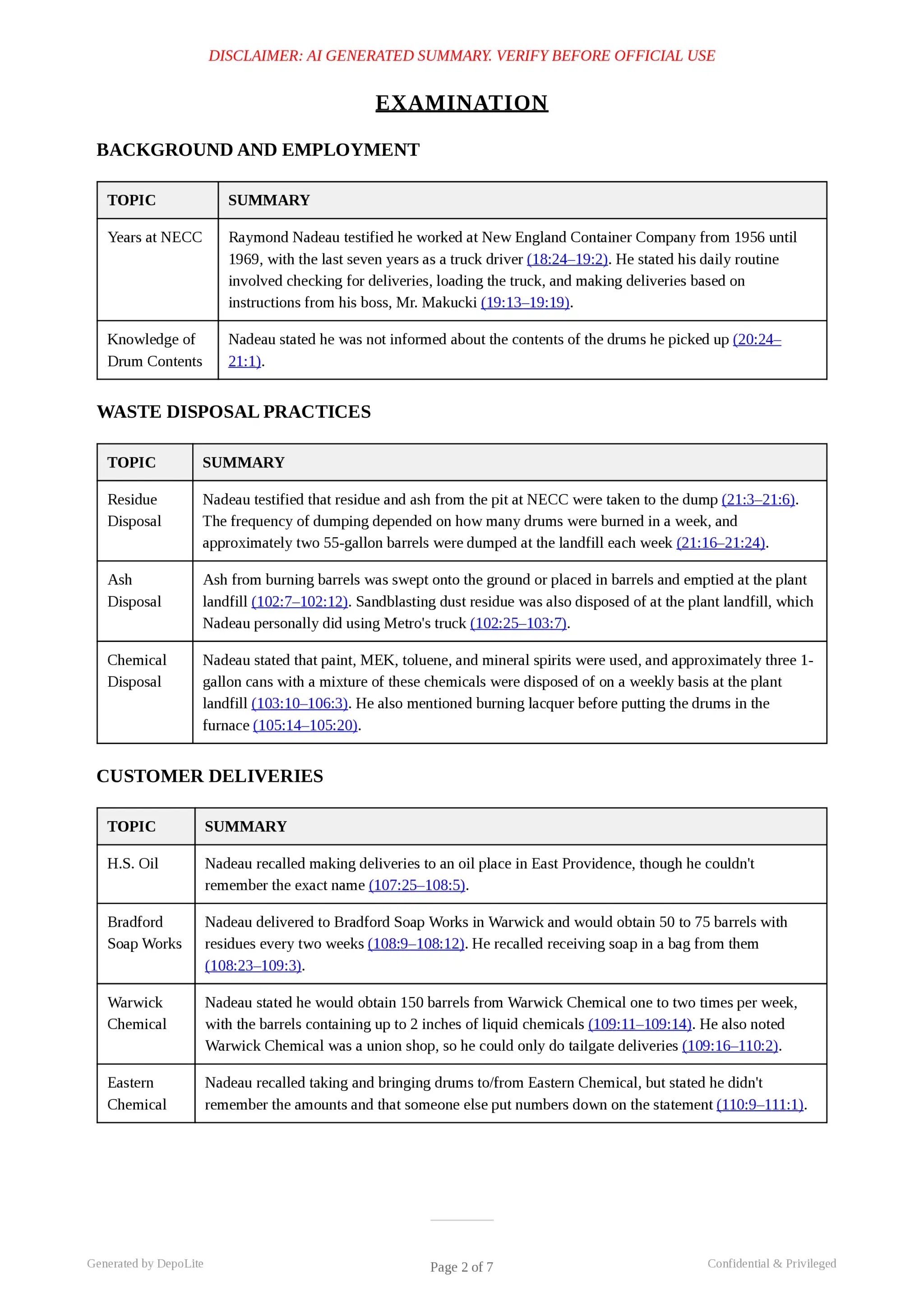 Raymond deposition summary page 2