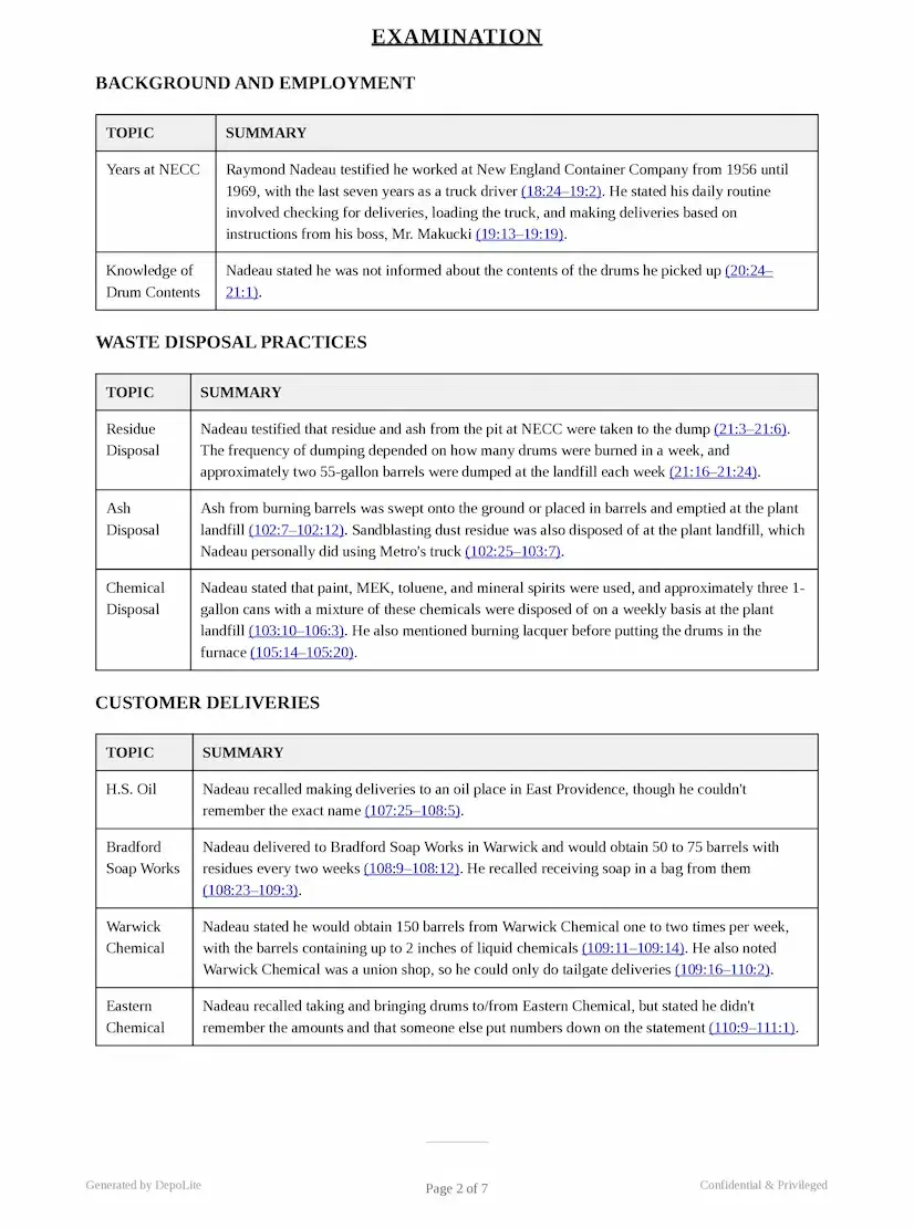 Raymond deposition summary page 2